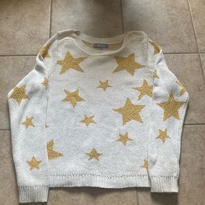 Beautiful Gently Used Marled Gold Stars Sweater